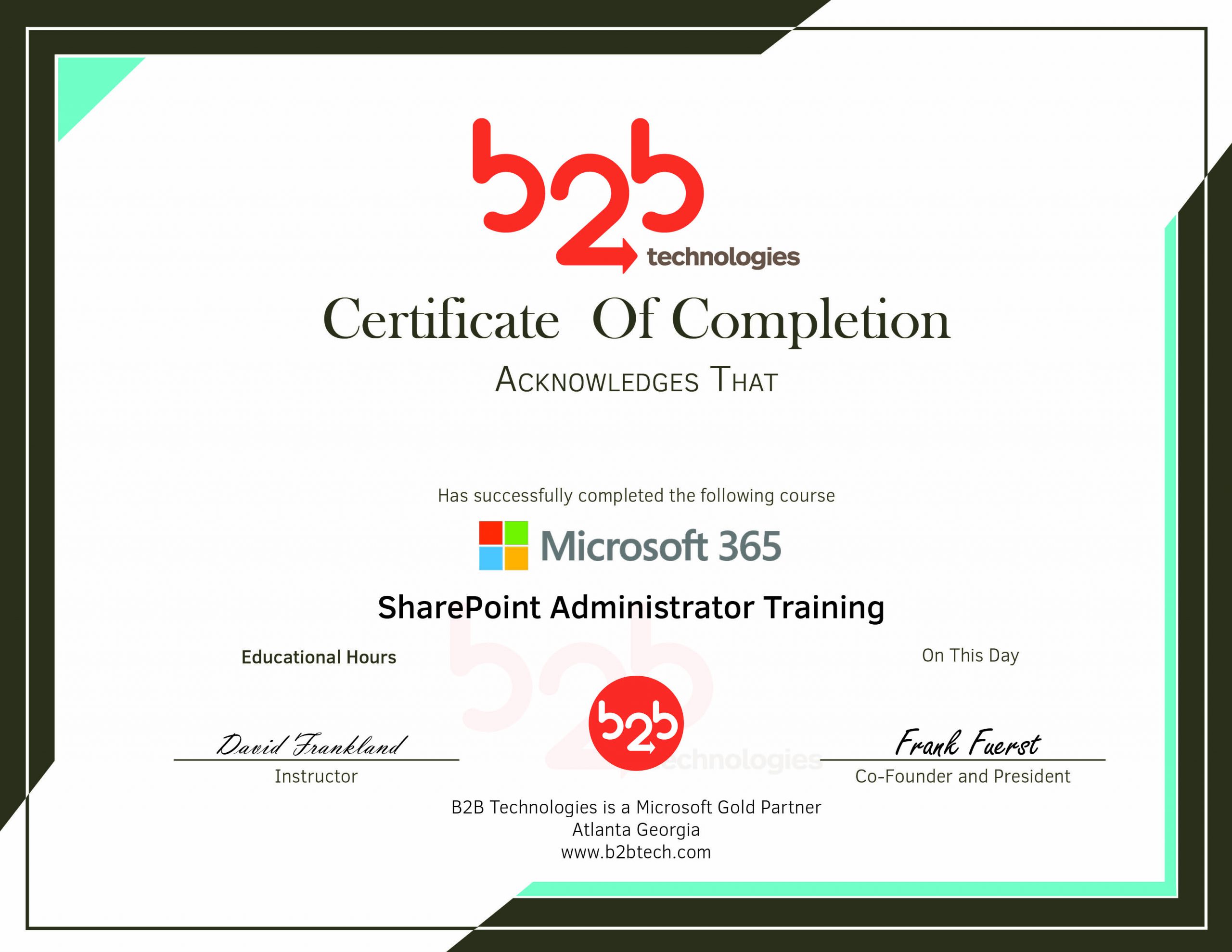 SharePoint Administrator Training B2B Technologies