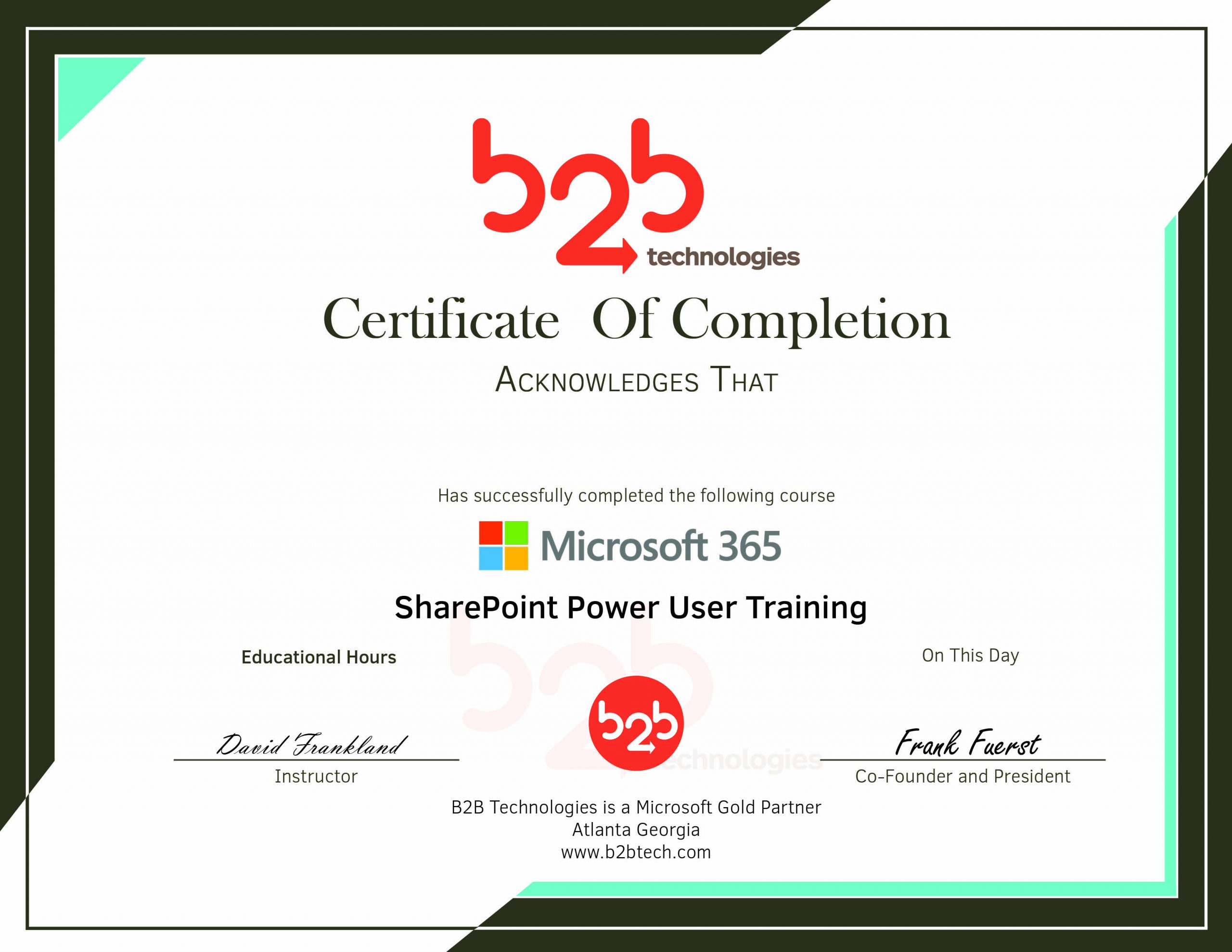 Protected: Certificate for SharePoint Power User Training